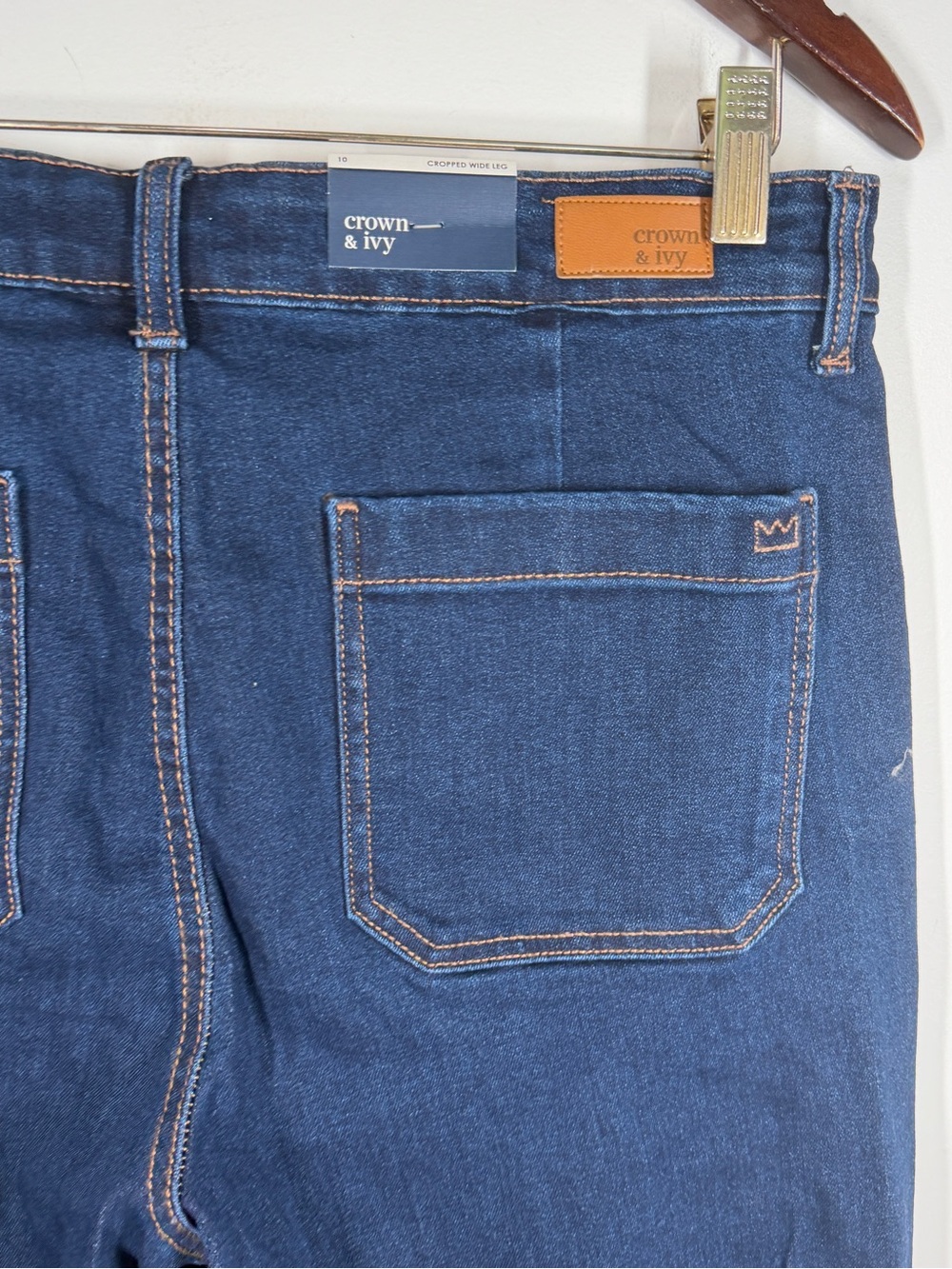 NWT Crown & Ivy Wide Leg Crop Jeans Size 10 Cuff Nicole Wash Patch Pocket - Picture 5 of 6